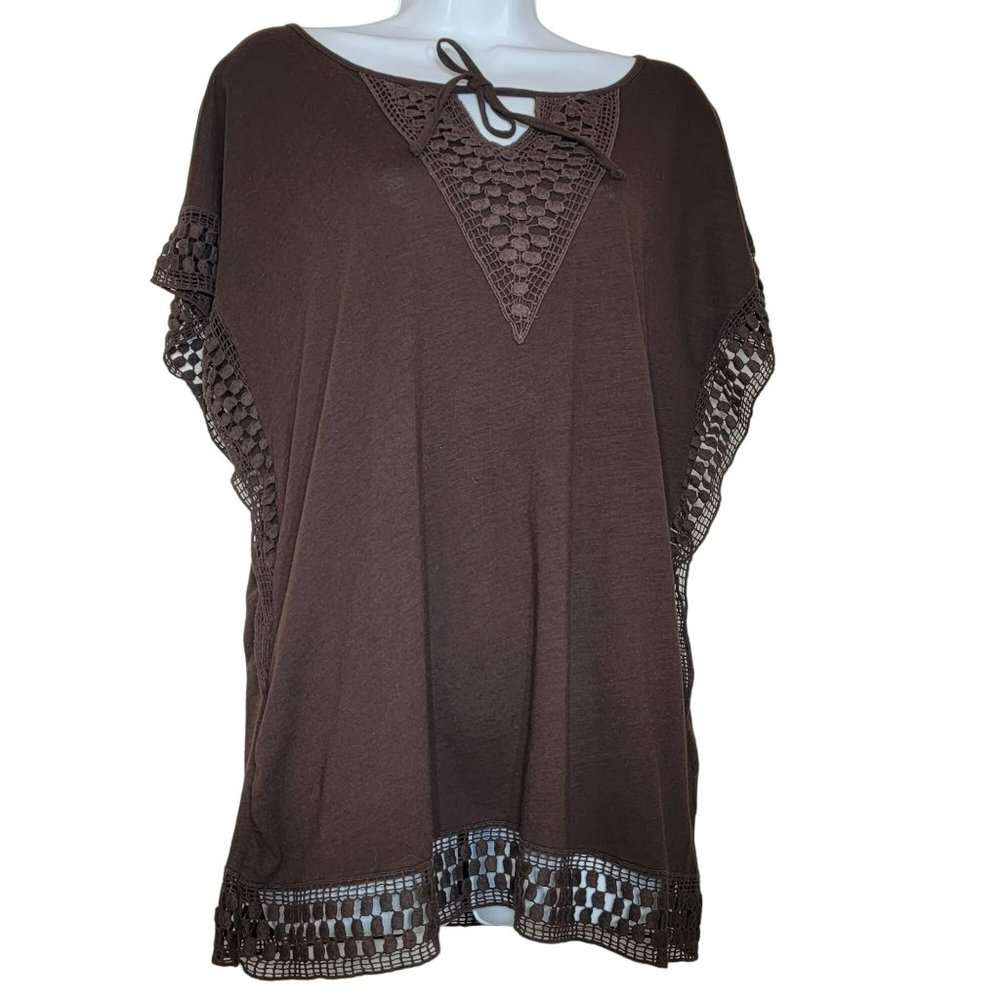 Jones New York Signature Women's Med Brown Knit Top w/Kimono Sleeves - NWT
